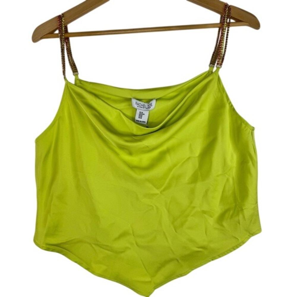NEW‎ Rachel Zoe Lime Green Handkerchief Rhinestone Tank Glam Retro 90s Medium